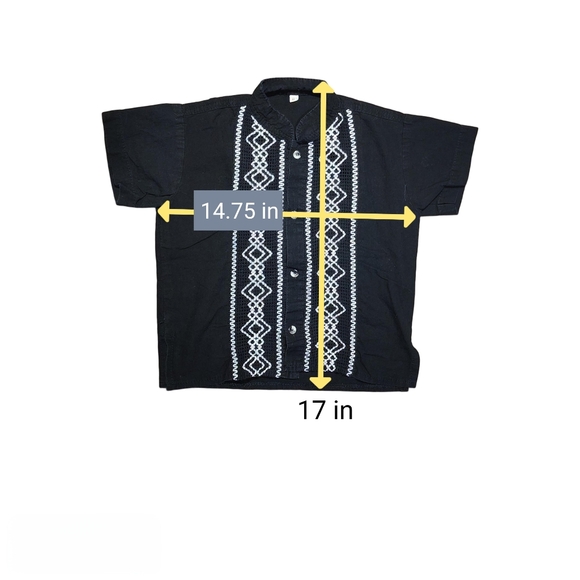 Mexican/Cuba Black Guayabera Short Sleeve Shirt for Kids Sz 6 - Picture 7 of 7